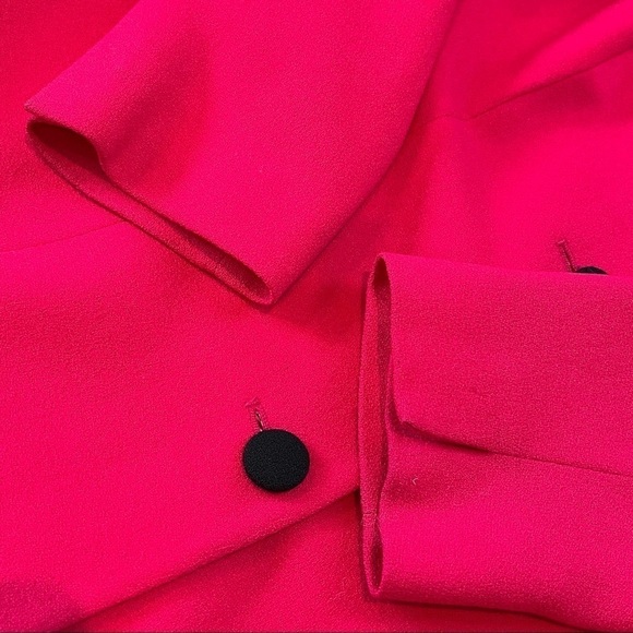CHRISTIAN DIOR Vintage Button Down Blazer Fuschia & Black Trim Size 10P - Picture 8 of 8